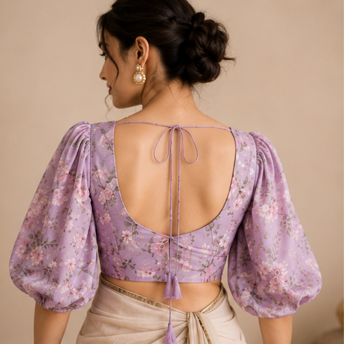 Lavender Bloom Designer Saree Blouse