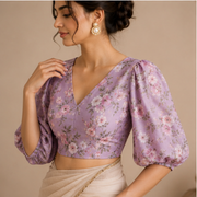 Lavender Bloom Designer Saree Blouse