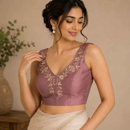Midnight Plum Embroidered Blouse